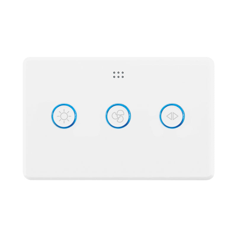 DETA Gloss White Grid Connect Smart Single Fan Speed Controller with Touch Light Switch