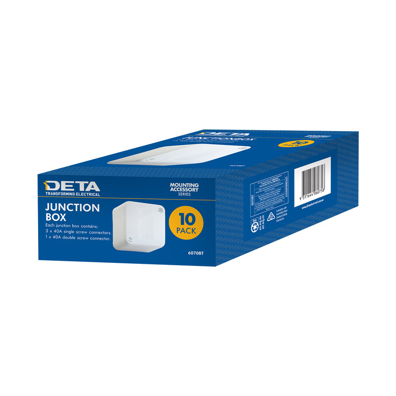 DETA Standard Junction Box with 4 x 40A Connectors - 10 Pack