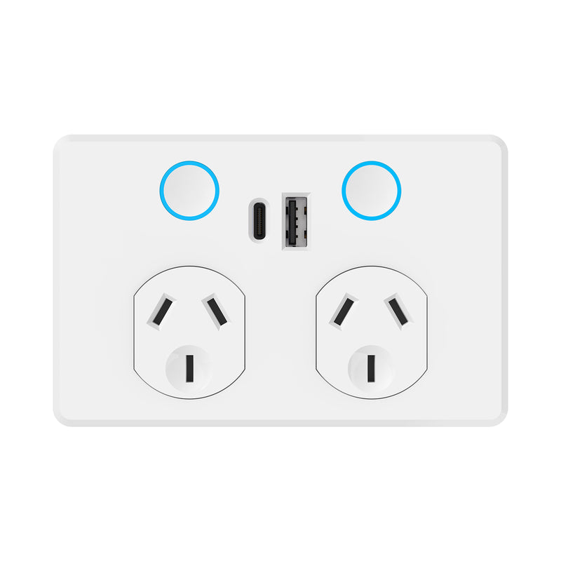 DETA Touch Double PowerPoint  with USB A+C PD 20W Fast Charging