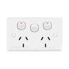 DETA White Solid Plate Double PowerPoint with Extra Switch