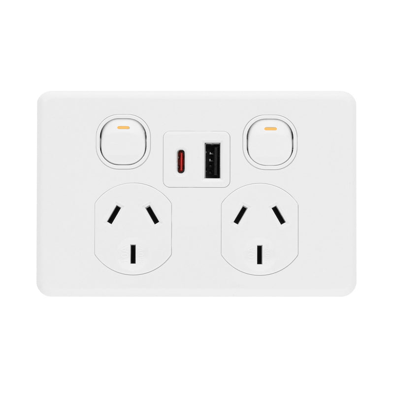 DETA X6 Double PowerPoint  with USB A+C PD 30W Fast Charging
