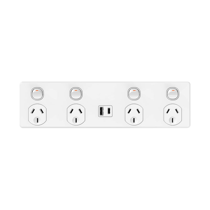 DETA X6 Quad PowerPoint  with USB A+C PD 20W Fast Charging
