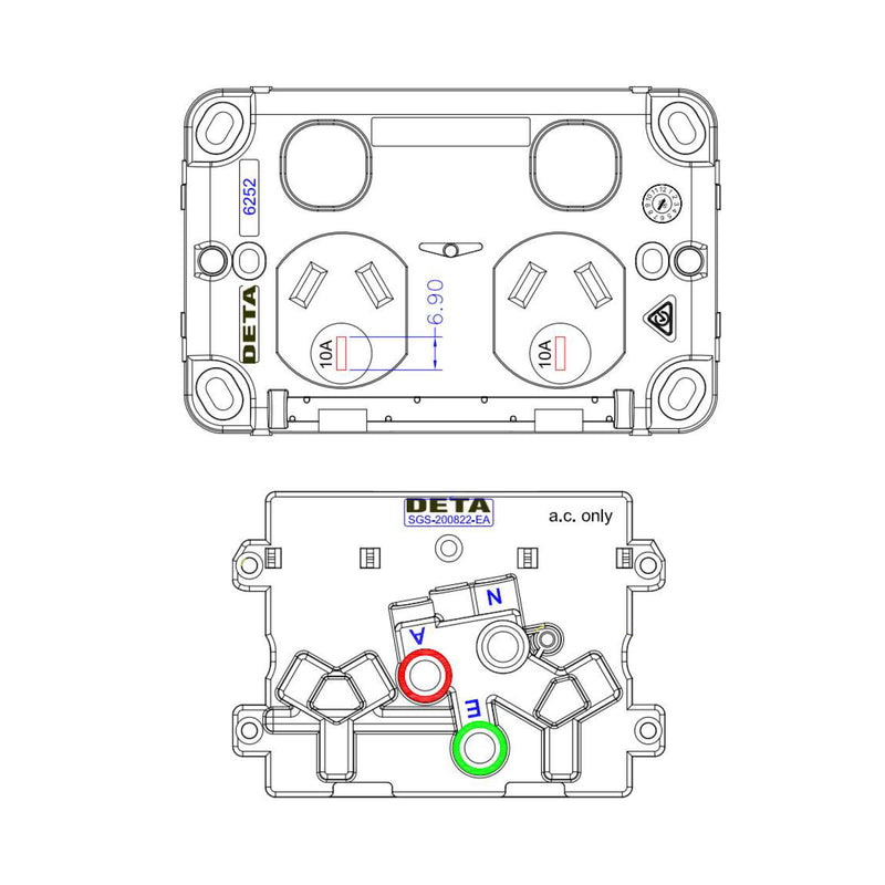 DETA X6 Series White Double Powerpoint- Single Pack