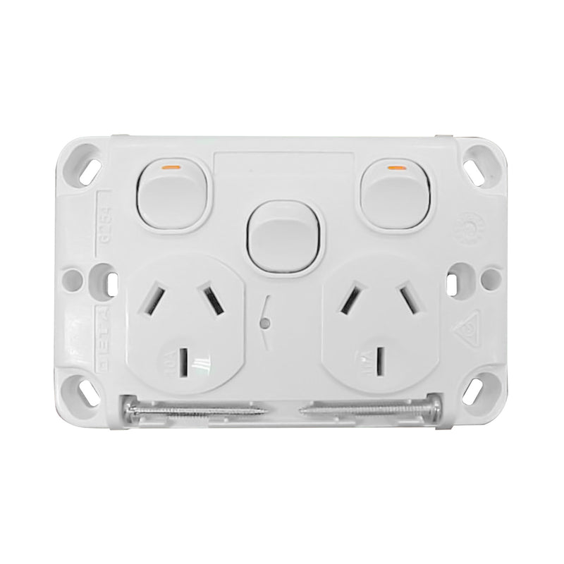 DETA X6 Series White Double PowerPoint  with Extra Switch