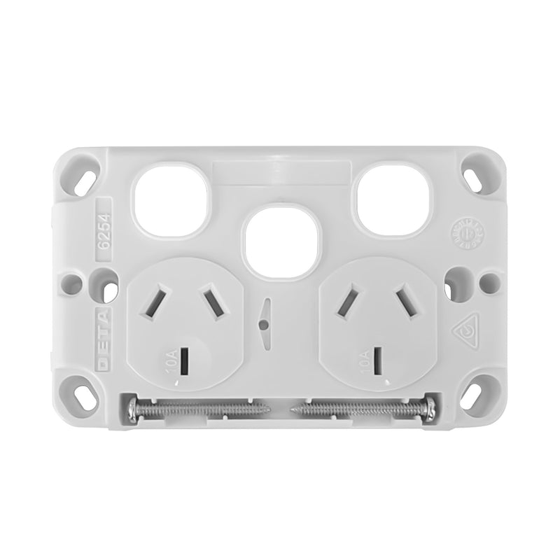DETA X6 White Double PowerPoint with Dimmable Night Light Module
