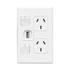 DETA X7 Matte White Vertical Double PowerPoint  with USB Charger