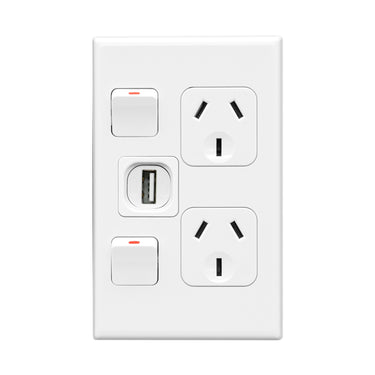 DETA X7 Matte White Vertical Double PowerPoint  with USB Charger