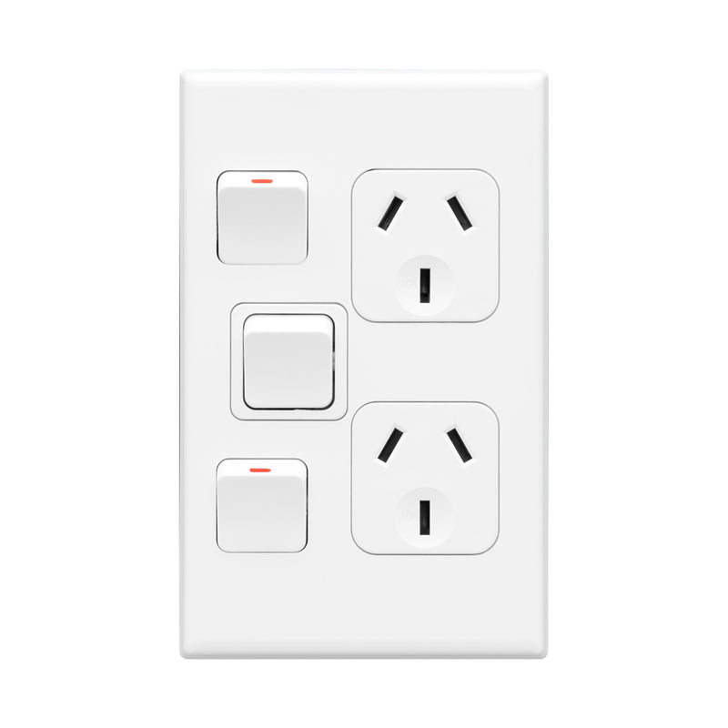 DETA X7 Matte White Vertical Double PowerPoint  with extra switch