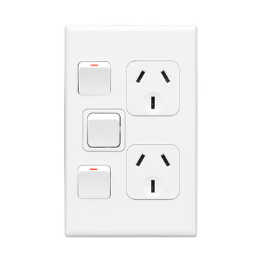 DETA X7 Matte White Vertical Double PowerPoint  with extra switch