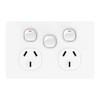 DETA White 1000 Series Double Power Point with Extra Switch