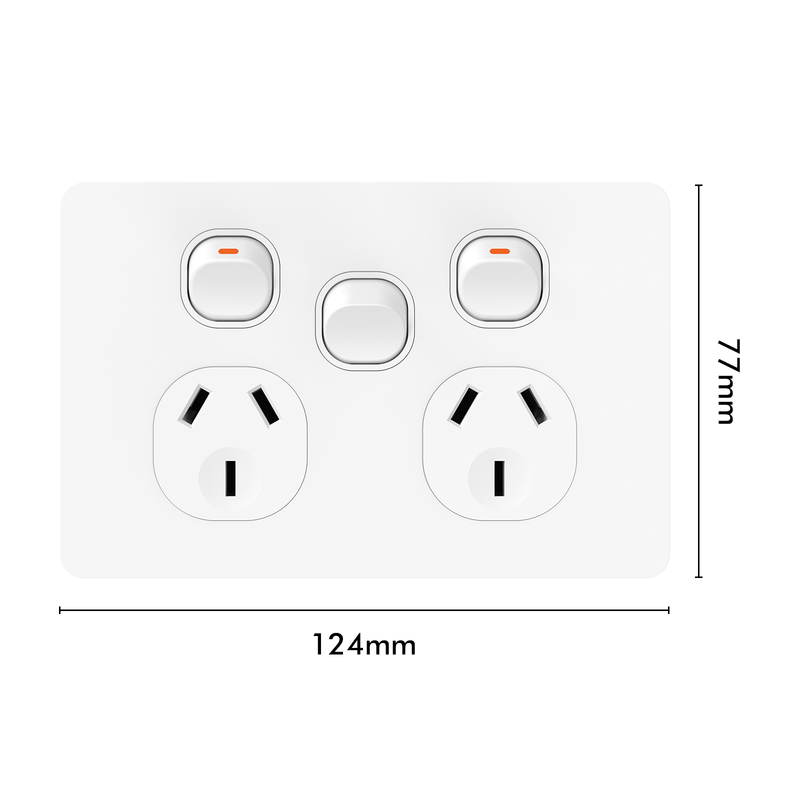 DETA White 1000 Series Double Power Point with Extra Switch