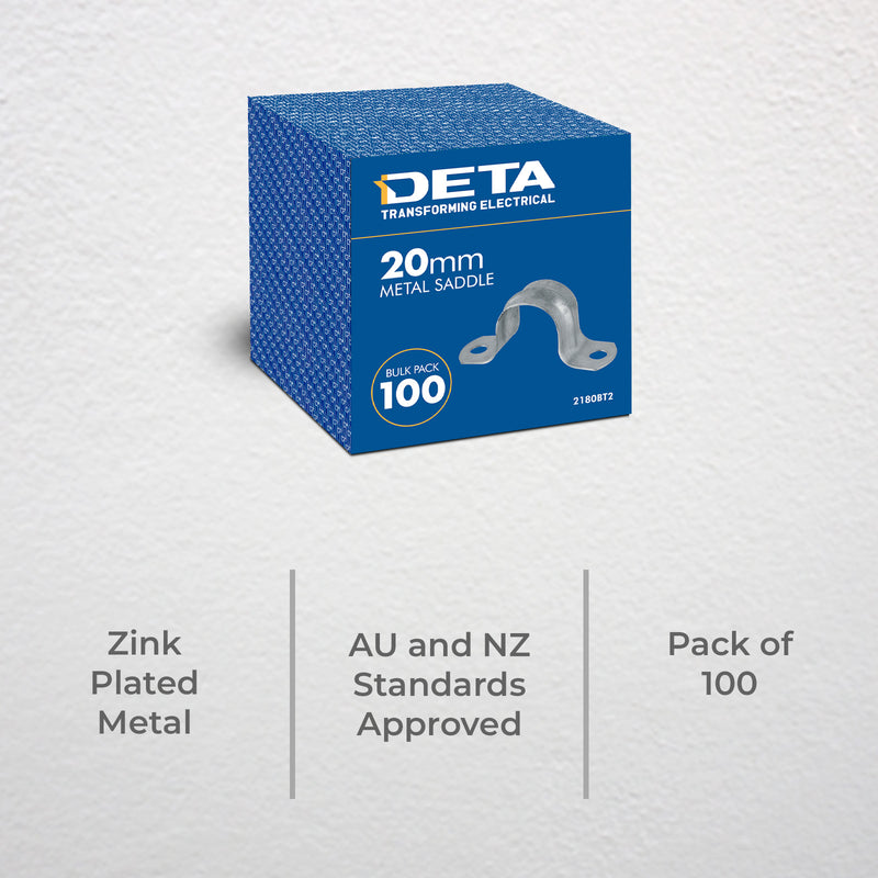 DETA 20mm Metal Conduit Saddle - 100 Pack