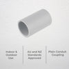 DETA 25mm PVC Conduit Coupling Plain Grey - Single Pack