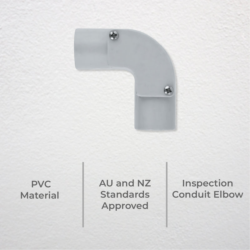 DETA 25mm PVC Conduit 90° Inspection Elbow Grey - Single Pack