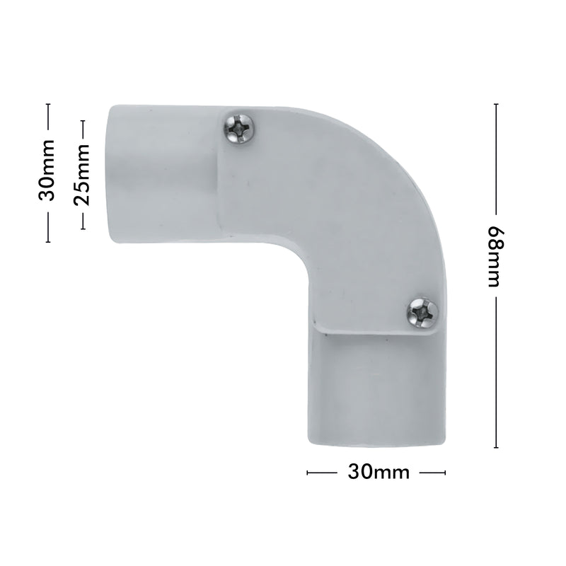 DETA 25mm PVC Conduit 90° Inspection Elbow Grey - Single Pack