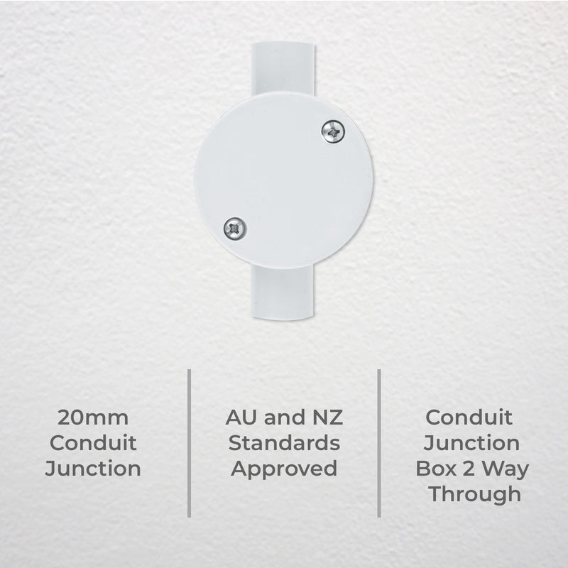 DETA 20mm 2-Way Conduit Left Hand Junction Box - Single Pack