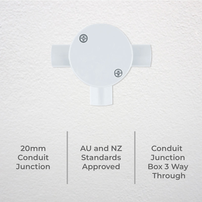 DETA 20mm 3-Way Round  Conduit Junction Box