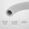 DETA 10m Grey 5mm Corrugated Conduit with Metal Draw Wire