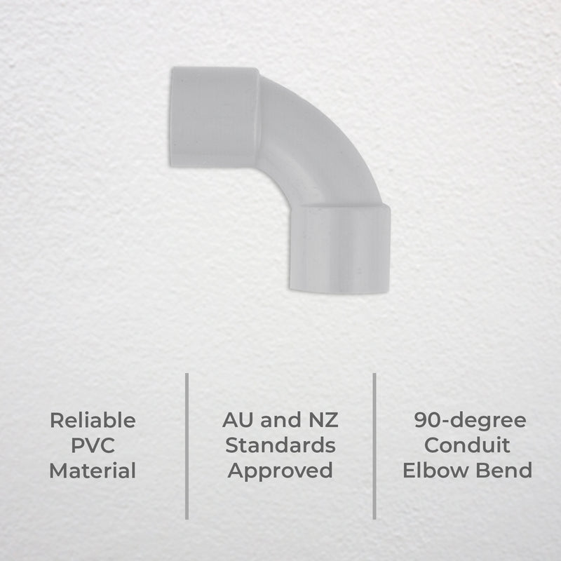 DETA 20mm Grey Conduit Elbow Bend - Single Pack
