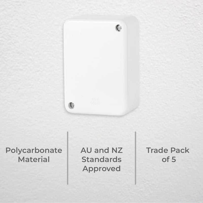 DETA Large Junction Box with 4 x 40A Connectors - Trade Pack of 5