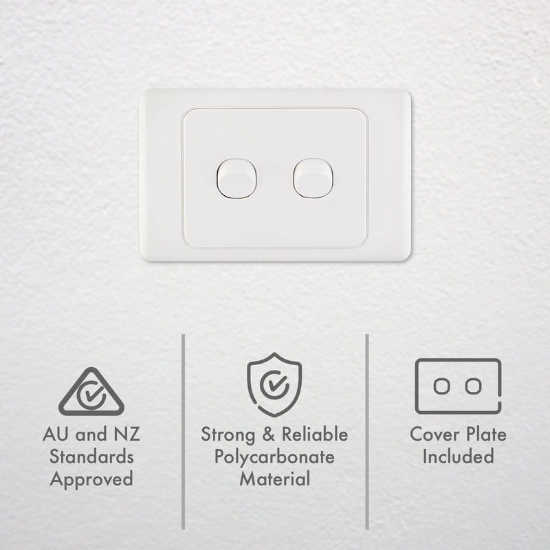 DETA White Double Gang Switch