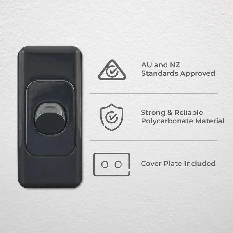DETA Black Single Architrave Switch