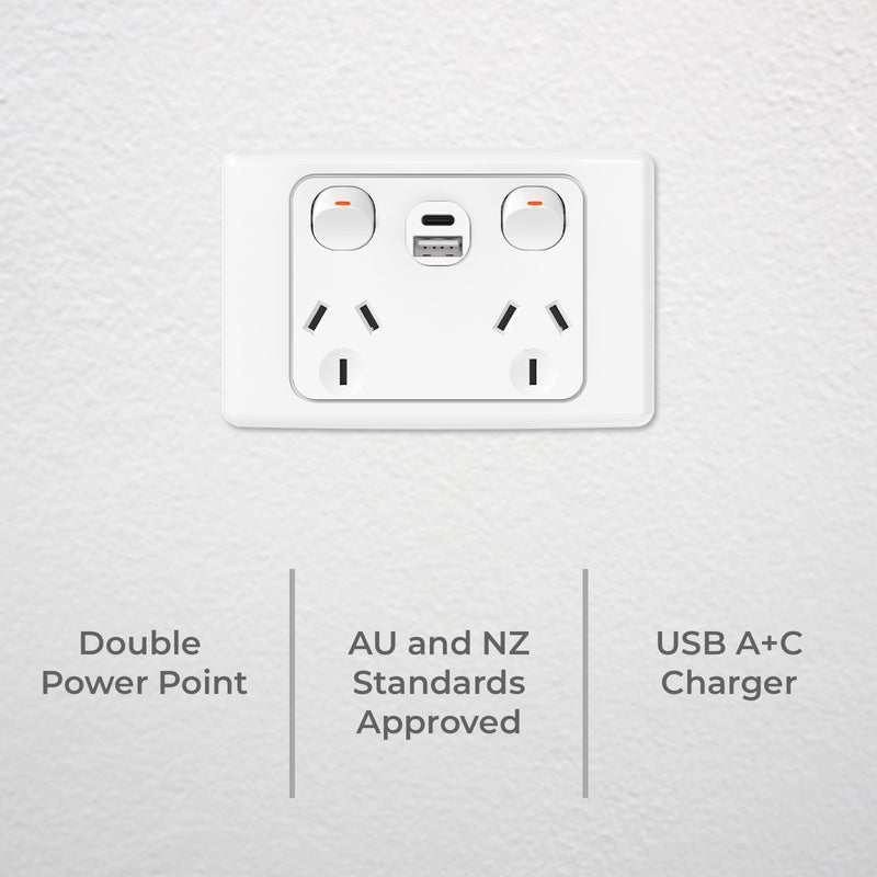 DETA Double Pole Double PowerPoint  with USB A+C