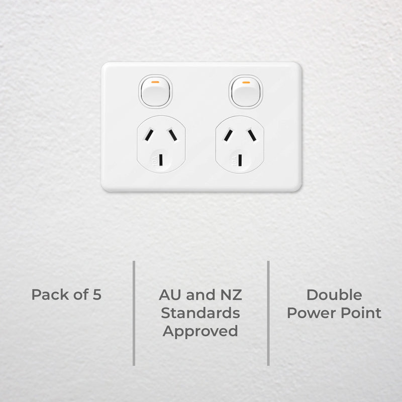 DETA X6 Series White Double Powerpoint - Pack of 5