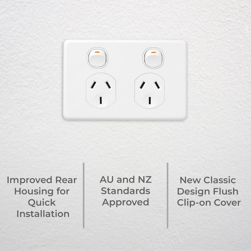 DETA X6 Series White Double Powerpoint- Single Pack
