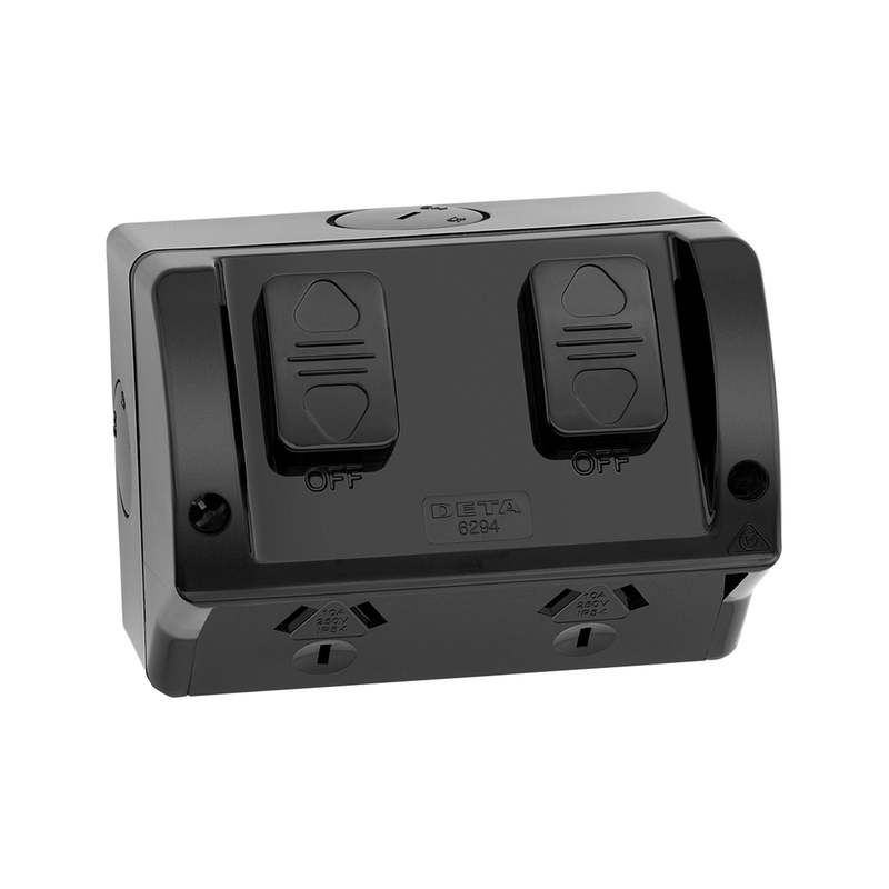 DETA matte black Double Weatherproof Power Point