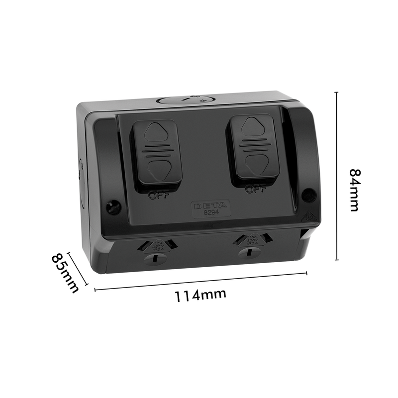 DETA matte black Double Weatherproof Power Point