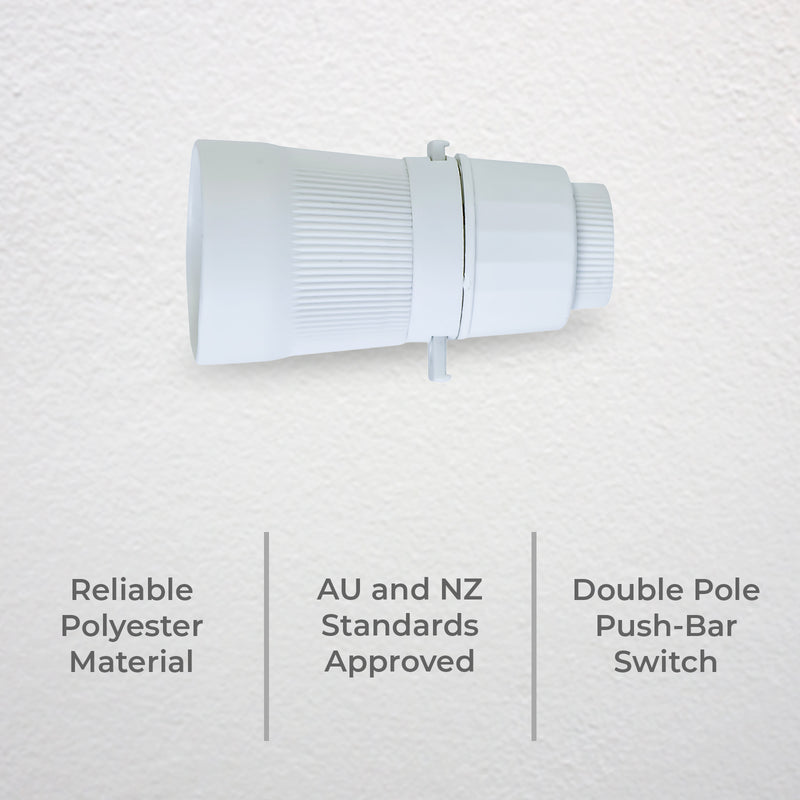 DETA White Push Bar Switch Lamp Holder