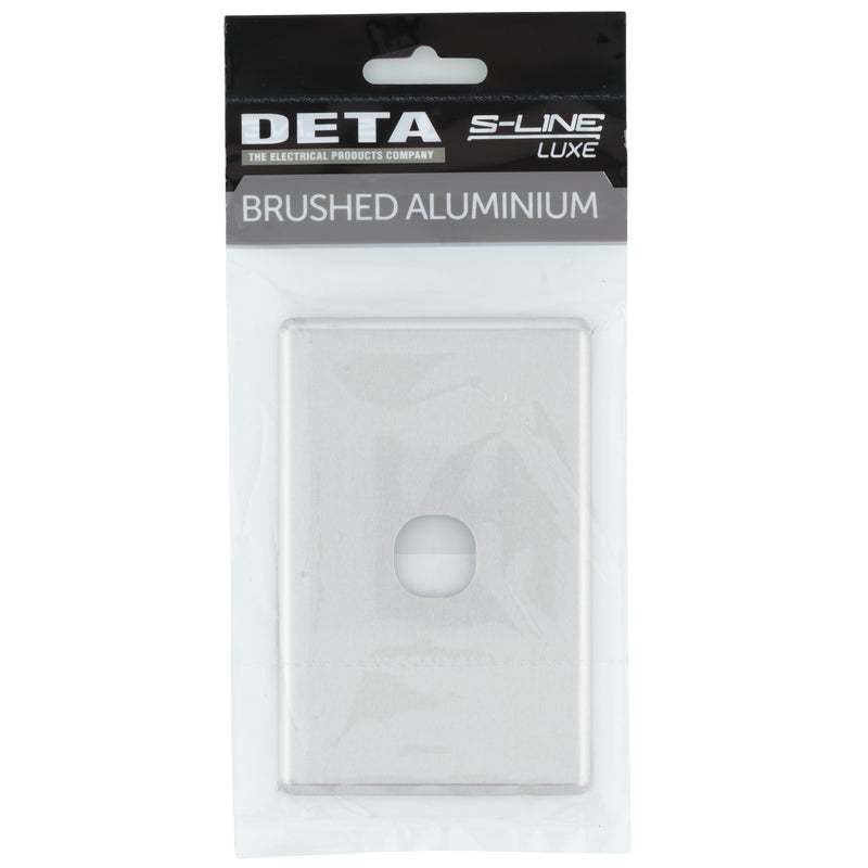 DETA Brushed Aluminium S-Line 1 Gang Switch Cover Plate