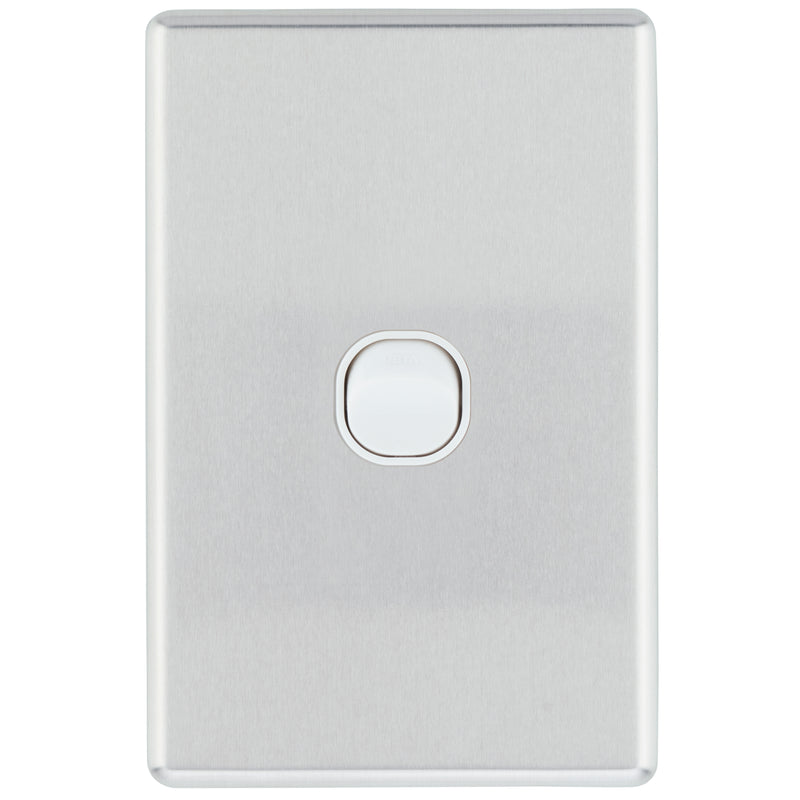 DETA Brushed Aluminium S-Line 1 Gang Switch Cover Plate