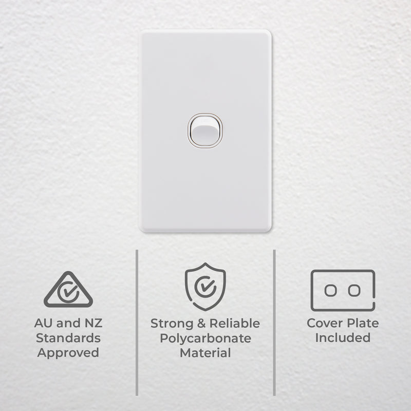DETA Matte White S-Line Single Vertical Wall Switch