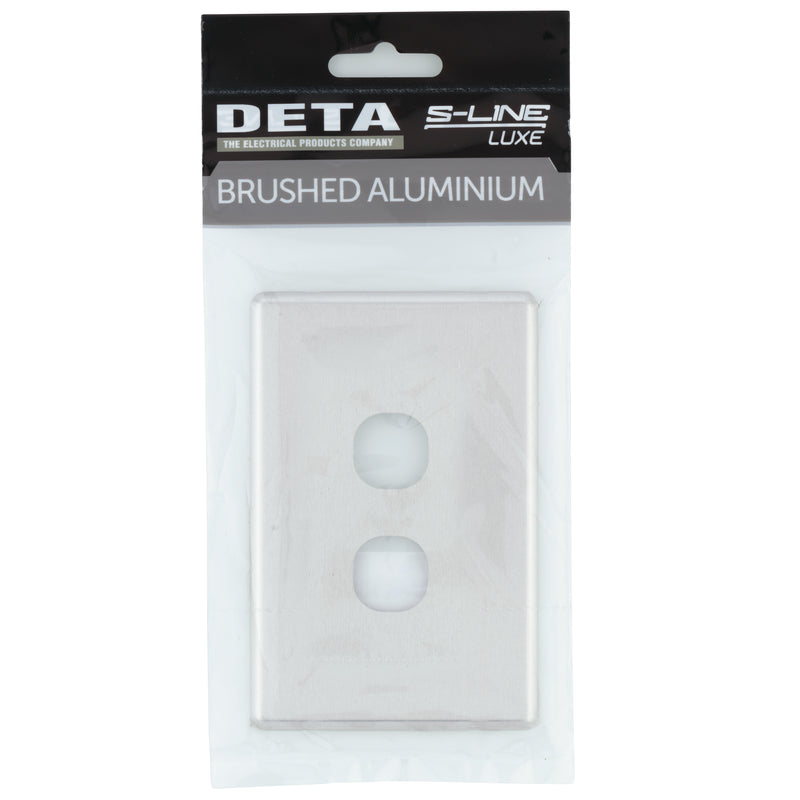 DETA Brushed Aluminium S-Line 2 Gang Switch Cover Plate