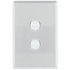 DETA Brushed Aluminium S-Line 2 Gang Switch Cover Plate