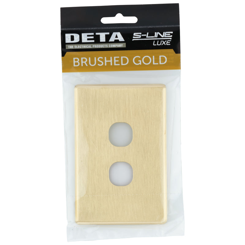 DETA Brushed Gold Finish S-Line 2 Gang Switch Cover Plate