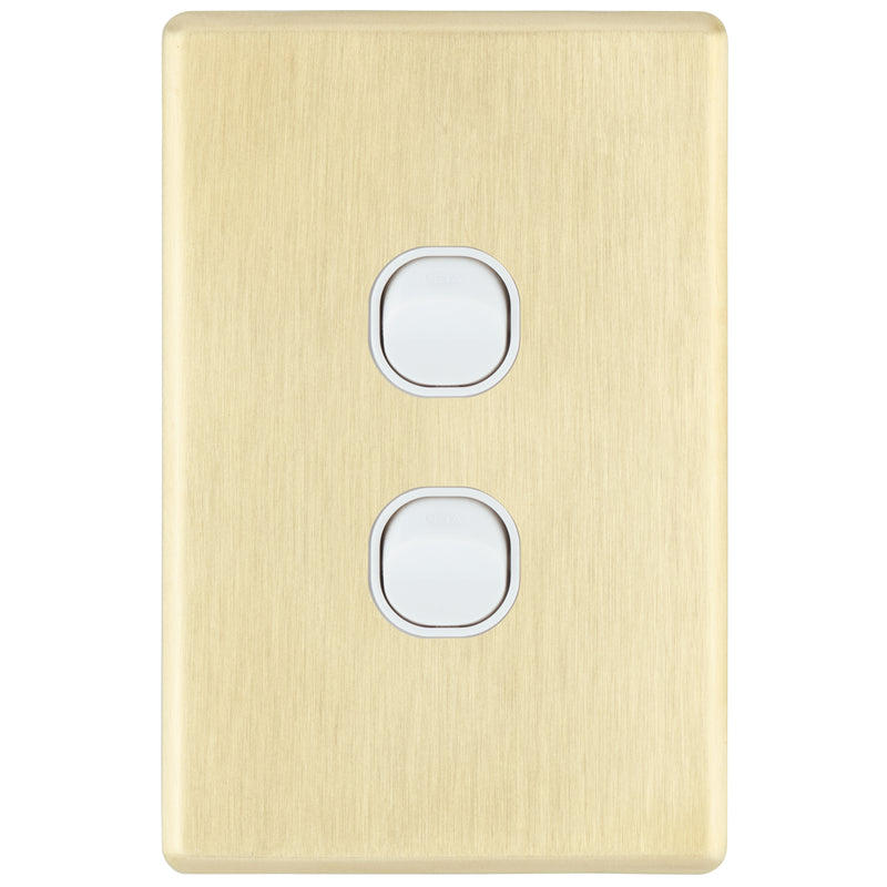DETA Brushed Gold Finish S-Line 2 Gang Switch Cover Plate