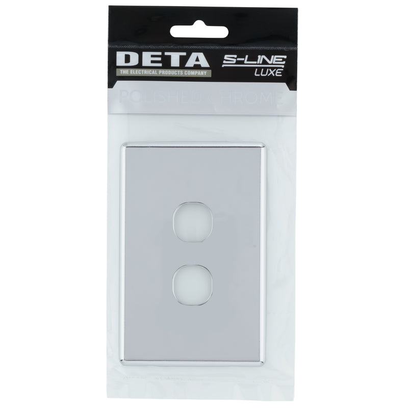 DETA Polished Chrome S-Line 2 Gang Switch Cover Plate