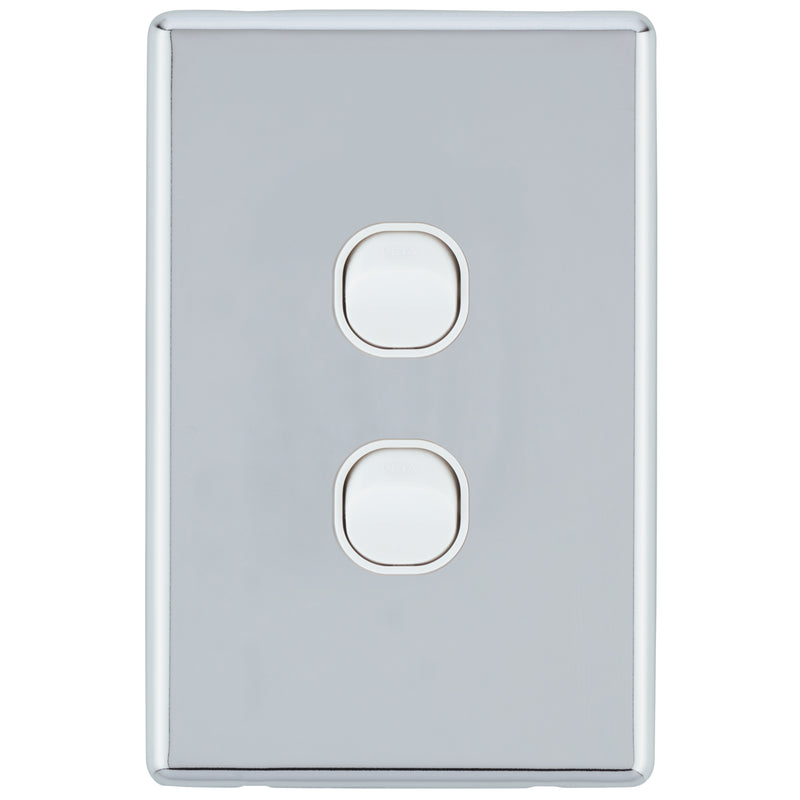 DETA Polished Chrome S-Line 2 Gang Switch Cover Plate