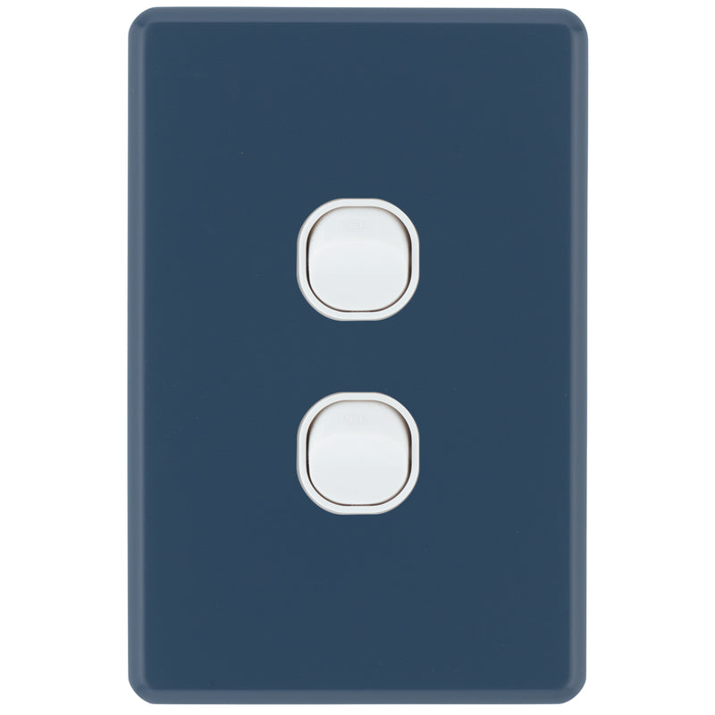 DETA Midnight Navy S-Line 2 Gang Switch Cover Plate