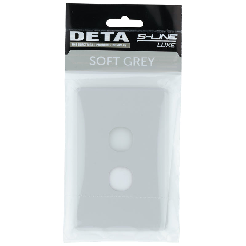 DETA Soft Grey S-Line 2 Gang Switch Cover Plate