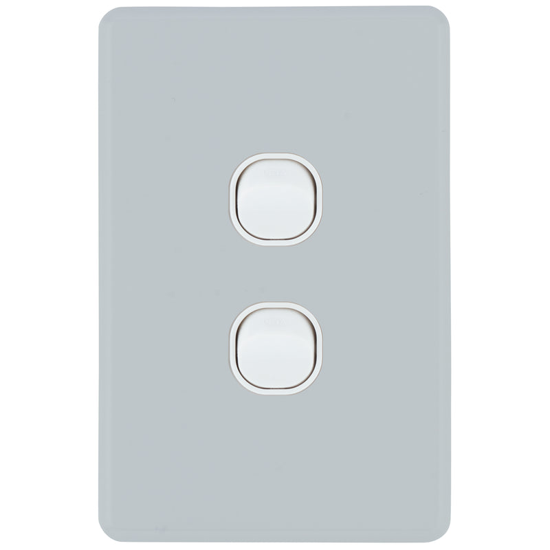 DETA Soft Grey S-Line 2 Gang Switch Cover Plate
