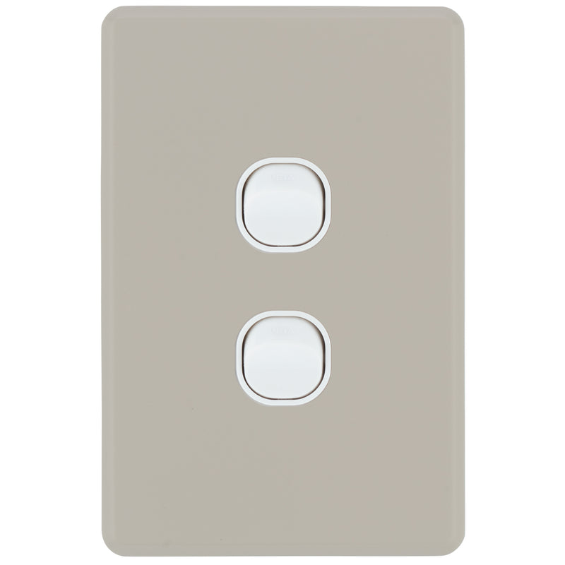 DETA Stone Taupe S-Line 2 Gang Switch Cover Plate