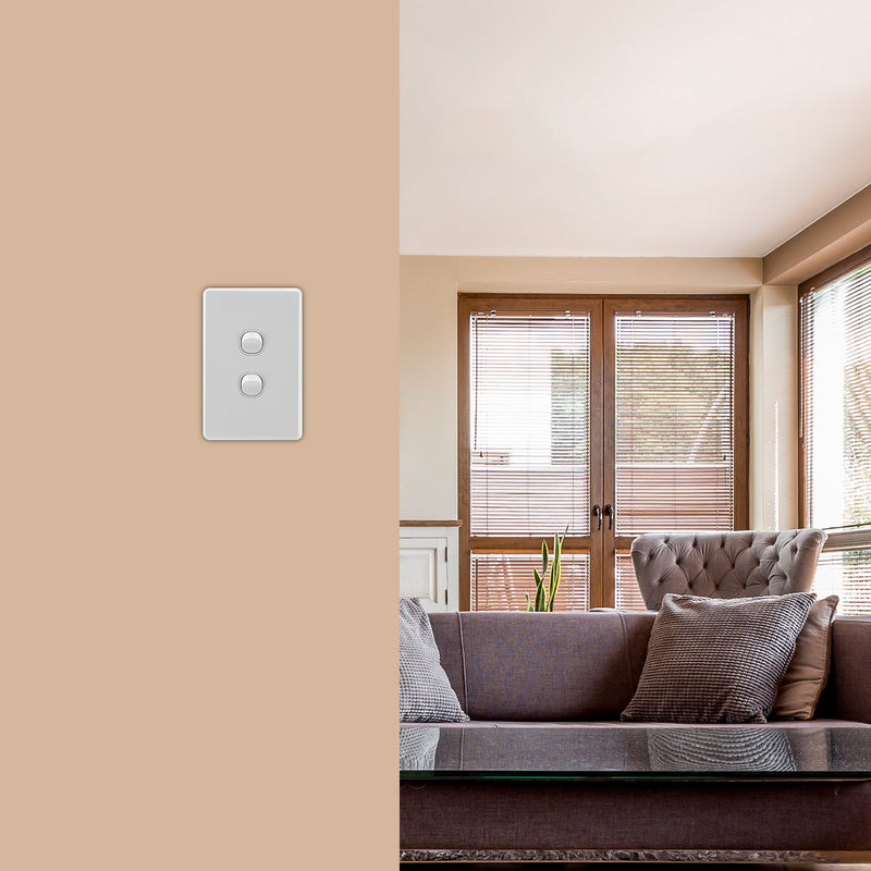 DETA Gloss White S-Line Double Vertical Wall Switch
