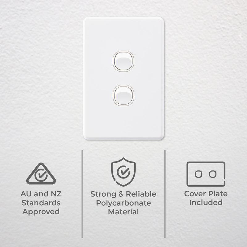 DETA Matte White S-Line Double Vertical Wall Switch