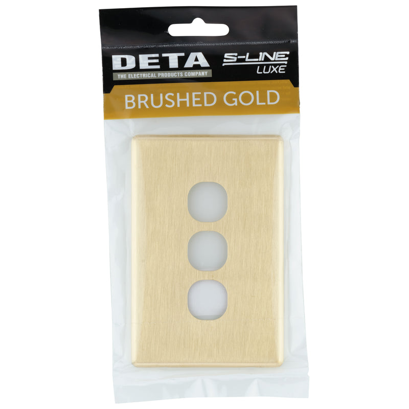 DETA Brushed Gold Finish S-Line 3 Gang Switch Cover Plate