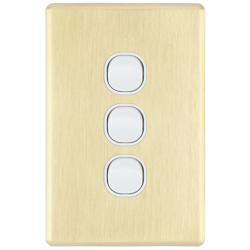 DETA Brushed Gold Finish S-Line 3 Gang Switch Cover Plate