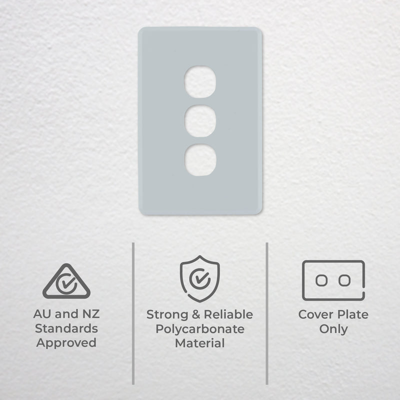 DETA Soft Grey S-Line 3 Gang Switch Cover Plate